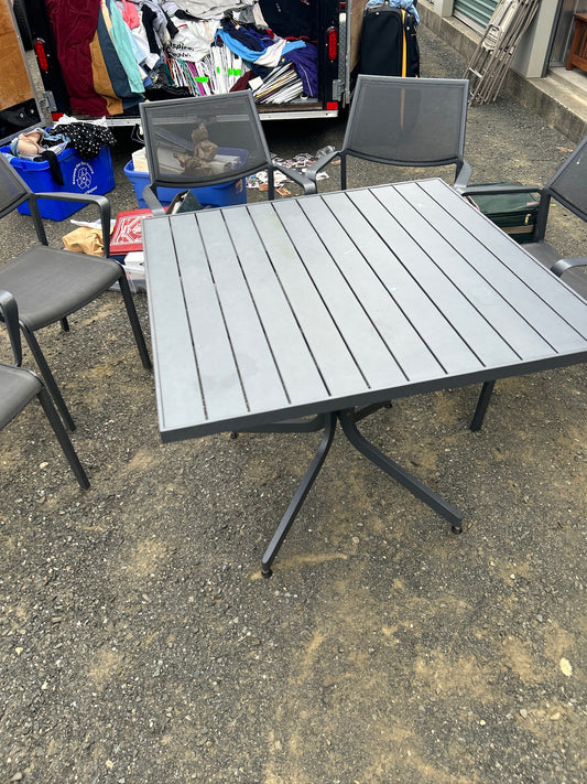 Black Aluminum Outdoor Table Set with 4 Chairs