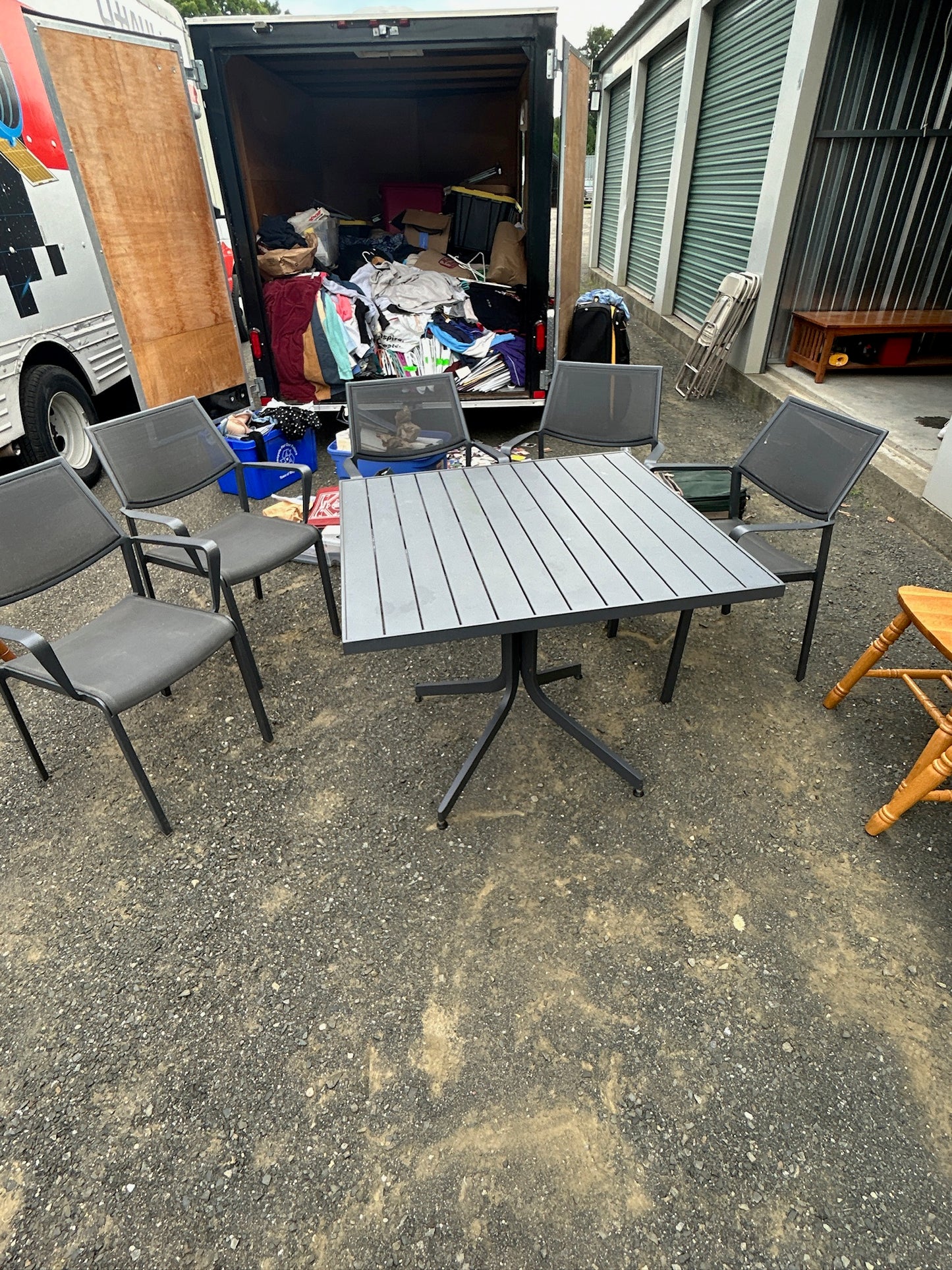 Black Aluminum Outdoor Table Set with 4 Chairs