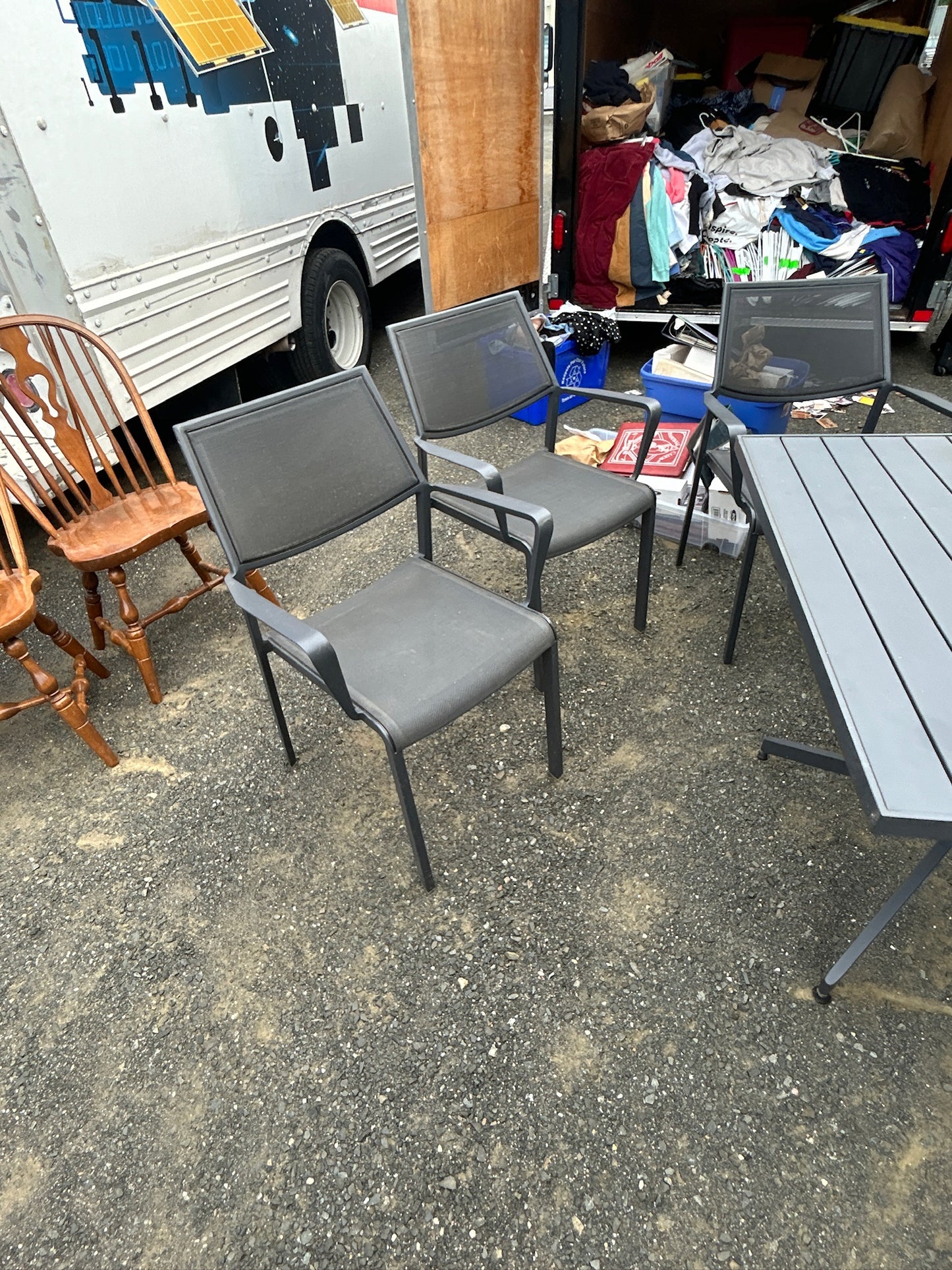 Black Aluminum Outdoor Table Set with 4 Chairs