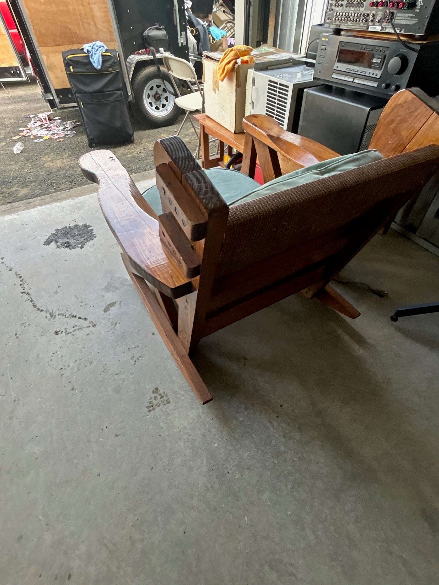 Solid Wood Rocking Chair with Light Blue Cushion